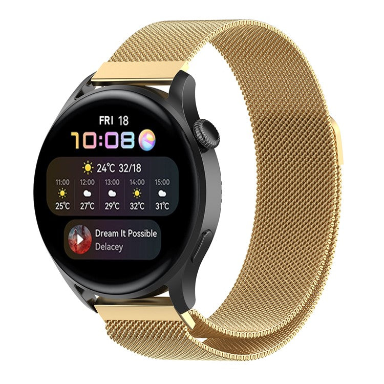 Replacement Milanese Stainless Steel Mesh Strap Smart Watch Band 22mm for Huawei Watch 3/Watch 3 Pro - Gold