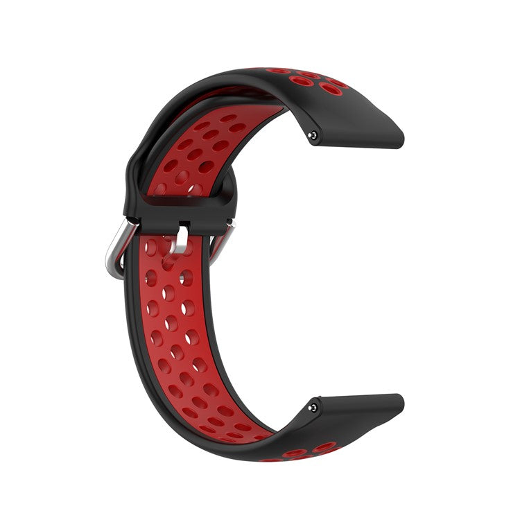 Dual Color Metal Buckle Adjustable Silicone Watch Band Strap 22mm for Huawei Watch 3/Watch 3 Pro - Black/Red