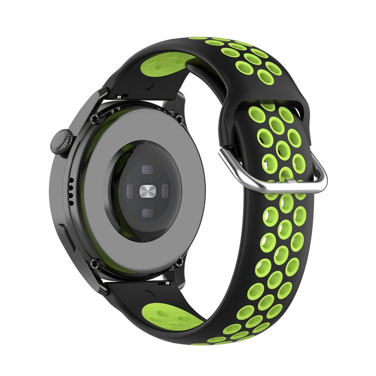 Dual Color Metal Buckle Adjustable Silicone Watch Band Strap 22mm for Huawei Watch 3/Watch 3 Pro - Black/Lime
