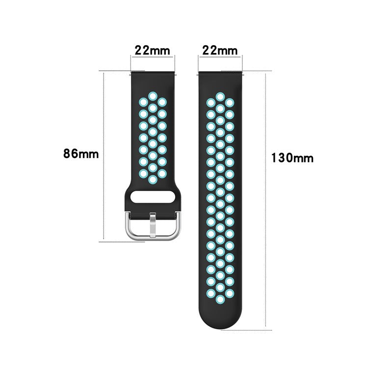 Dual Color Metal Buckle Adjustable Silicone Watch Band Strap 22mm for Huawei Watch 3/Watch 3 Pro - Midnight Blue/Grey