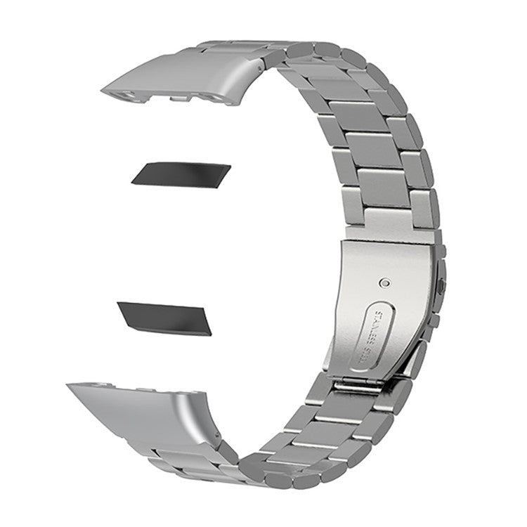 Replacement Watch Band Stainless Steel Three Beads Solid Watchband for Huawei Honor 6 / Huawei Band 6 - Silver