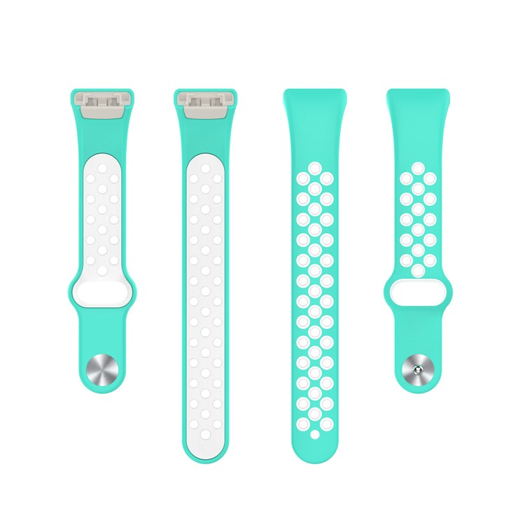 Dual Color Silicone Watch Band Wrist Strap for Huawei Band 6/Honor Band 6 - Cyan/White
