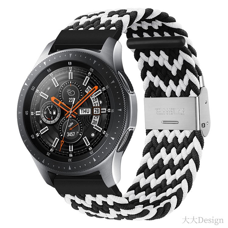 Easy Adjustable Elastic Nylon Watch Band Replacement Watch Strap 20mm for Samsung Galaxy Watch 42mm - Black/White Band