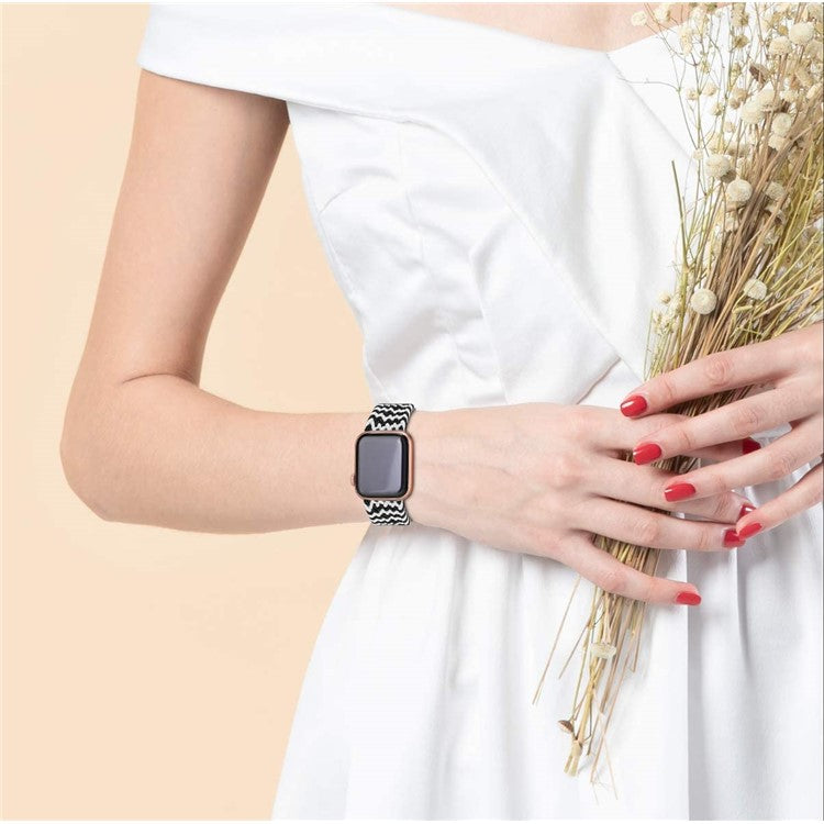 Easy Adjustable Elastic Nylon Watch Band Replacement Watch Strap 20mm for Samsung Galaxy Watch 42mm - Black/White Band