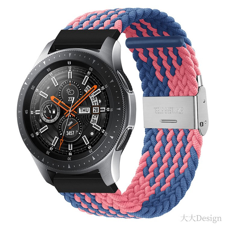 Easy Adjustable Elastic Nylon Watch Band Replacement Watch Strap 20mm for Samsung Galaxy Watch 42mm - Blue/Pink