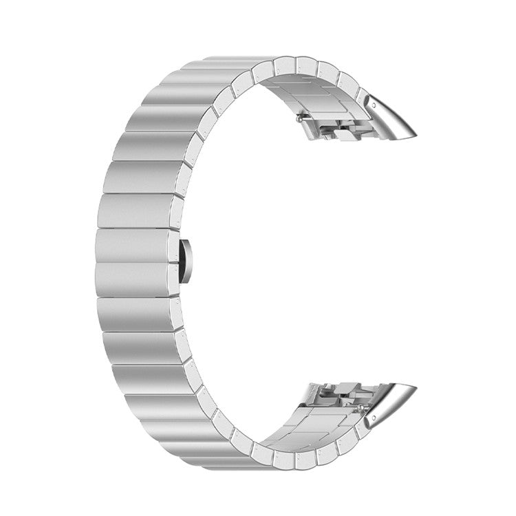 One Bead Stainless Steel Watch Band Replacement Wrist Strap for Huawei Band 6/Honor Band 6 - Silver