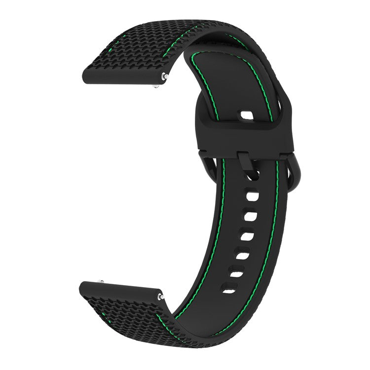 20mm Stitching Line Silicone Watchband Strap Replacement for Samsung Galaxy Watch Active/Active2 40mm/Watch 42mm/Huami Amazfit GTR (42mm)/Garmin vivoactive 3/Huawei Watch GT2 (42mm) - Black/Green