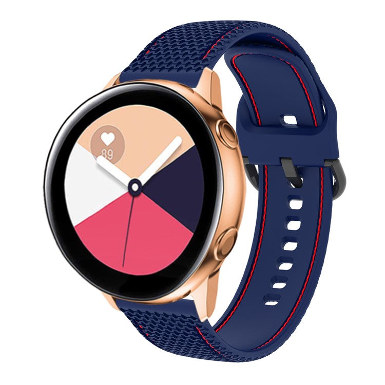 20mm Stitching Line Silicone Watchband Strap Replacement for Samsung Galaxy Watch Active/Active2 40mm/Watch 42mm/Huami Amazfit GTR (42mm)/Garmin vivoactive 3/Huawei Watch GT2 (42mm) - Dark Blue/Red