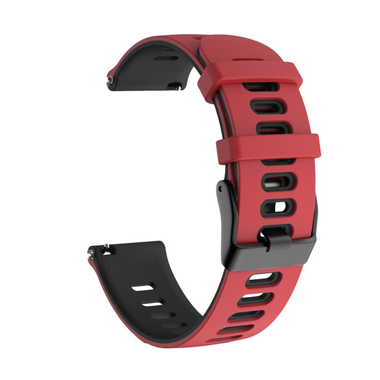 22mm Bi-Color Silicone Watchband Strap Replacement Wrist Strap for Xiaomi Haylou RT LS05s/RS3 LS04 - Red/Black