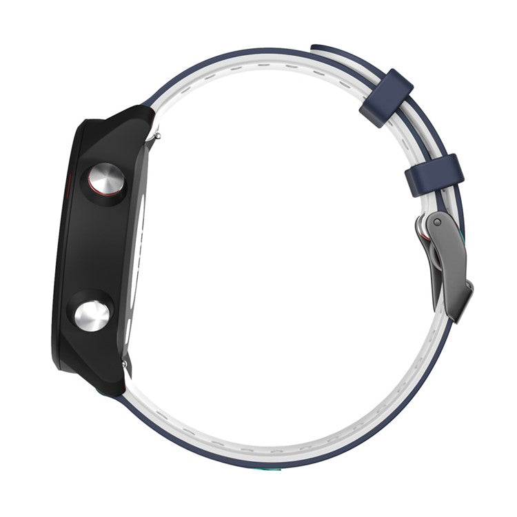Dual Color 22mm Width Silicone Watch Band Replacement Quick Release Rubber Strap for Garmin Vivoactive 4 / Venu 2 / Huawei Watch 3 - Blue/White
