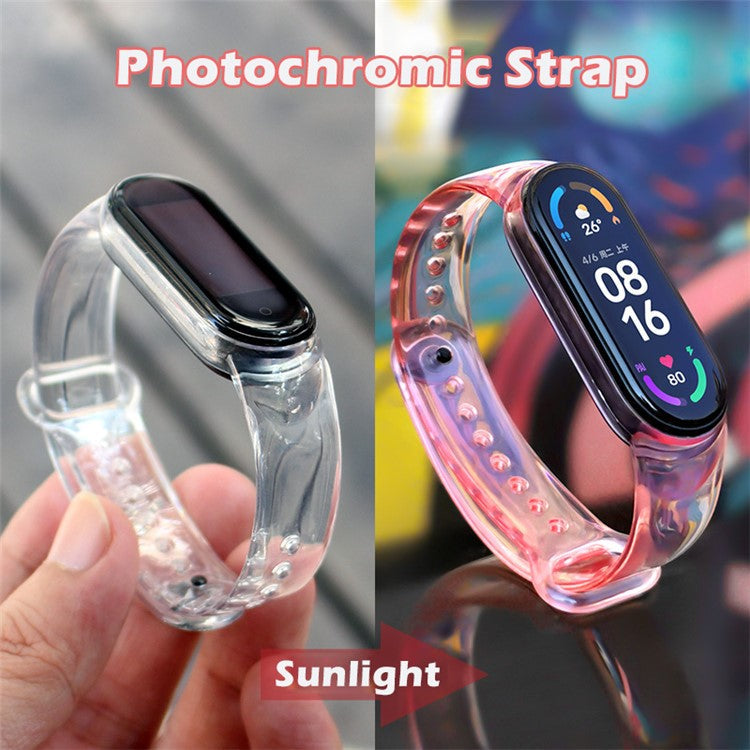 Color Changing Soft TPU Smart Watch Band Strap Replacement for Xiaomi Mi Band 3/4 - Red