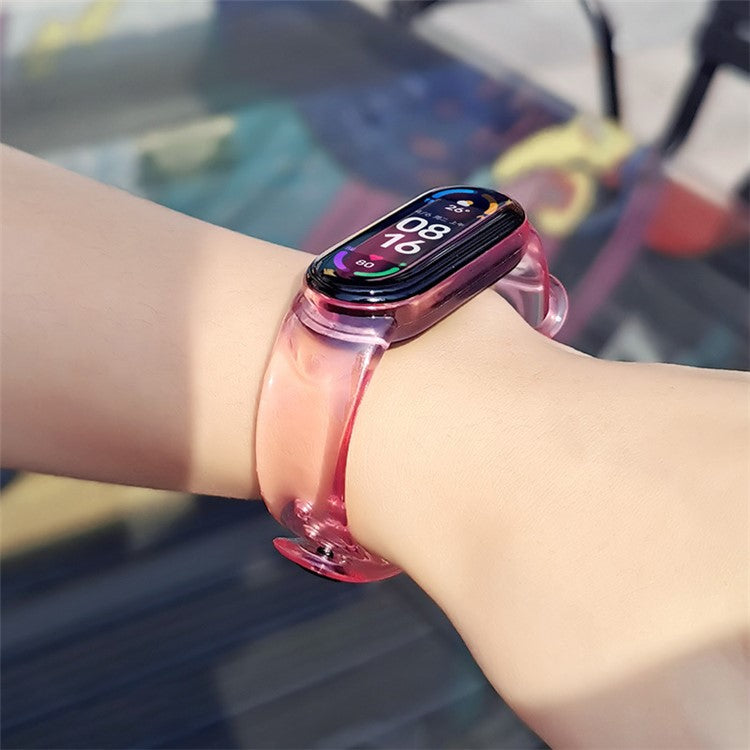 Color Changing Soft TPU Smart Watch Band Strap Replacement for Xiaomi Mi Band 3/4 - Red