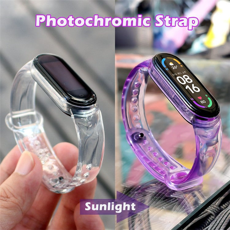 Color Changing Soft TPU Smart Watch Band Strap Replacement for Xiaomi Mi Band 3/4 - Purple