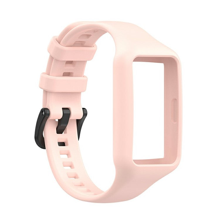 Integrated Soft Silicone Watchband Bracelet Wrist Strap Replacement for Huawei Band 6/Band 7/Honor Band 6 - Light Pink