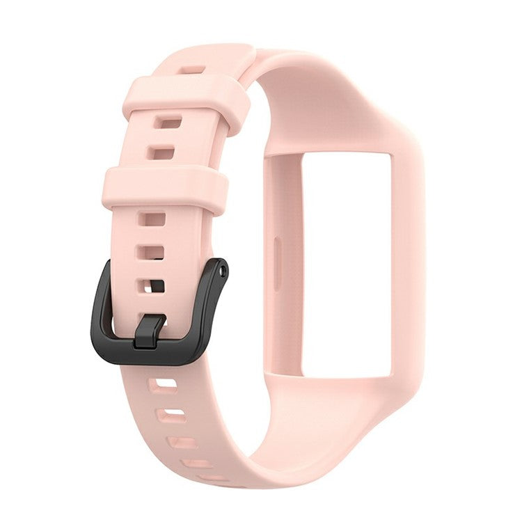 Integrated Soft Silicone Watchband Bracelet Wrist Strap Replacement for Huawei Band 6/Band 7/Honor Band 6 - Light Pink
