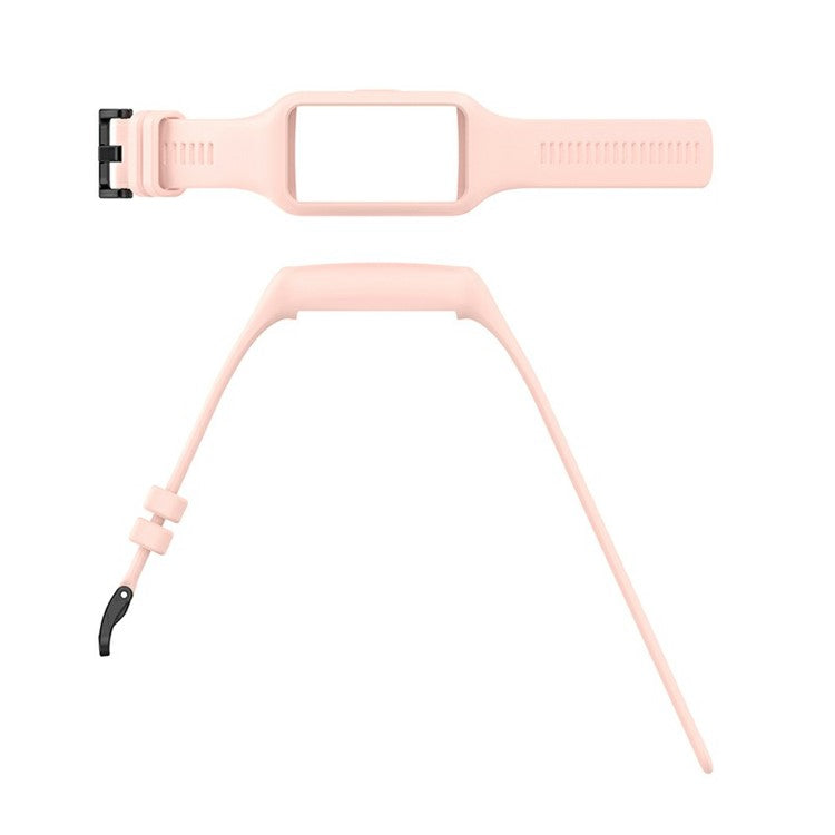 Integrated Soft Silicone Watchband Bracelet Wrist Strap Replacement for Huawei Band 6/Band 7/Honor Band 6 - Light Pink