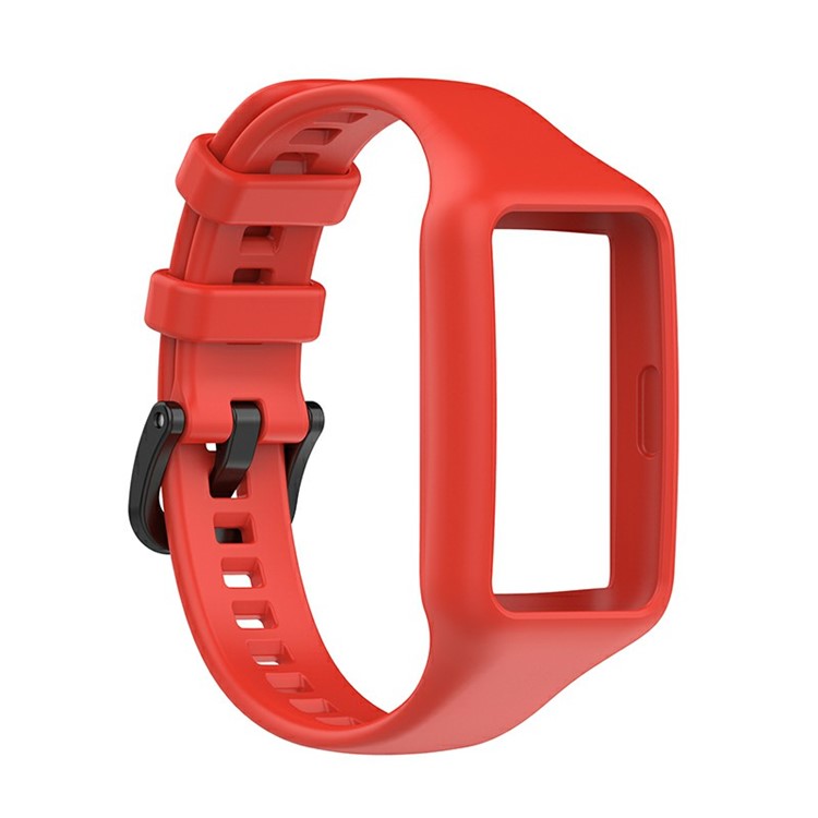 Integrated Soft Silicone Watchband Bracelet Wrist Strap Replacement for Huawei Band 6/Band 7/Honor Band 6 - Red