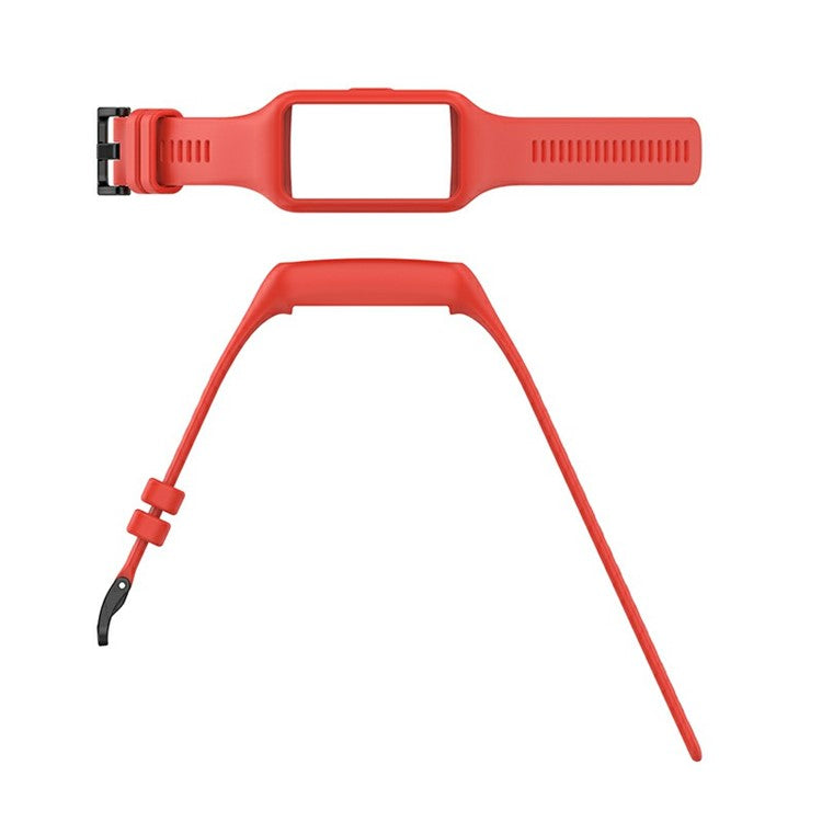 Integrated Soft Silicone Watchband Bracelet Wrist Strap Replacement for Huawei Band 6/Band 7/Honor Band 6 - Red