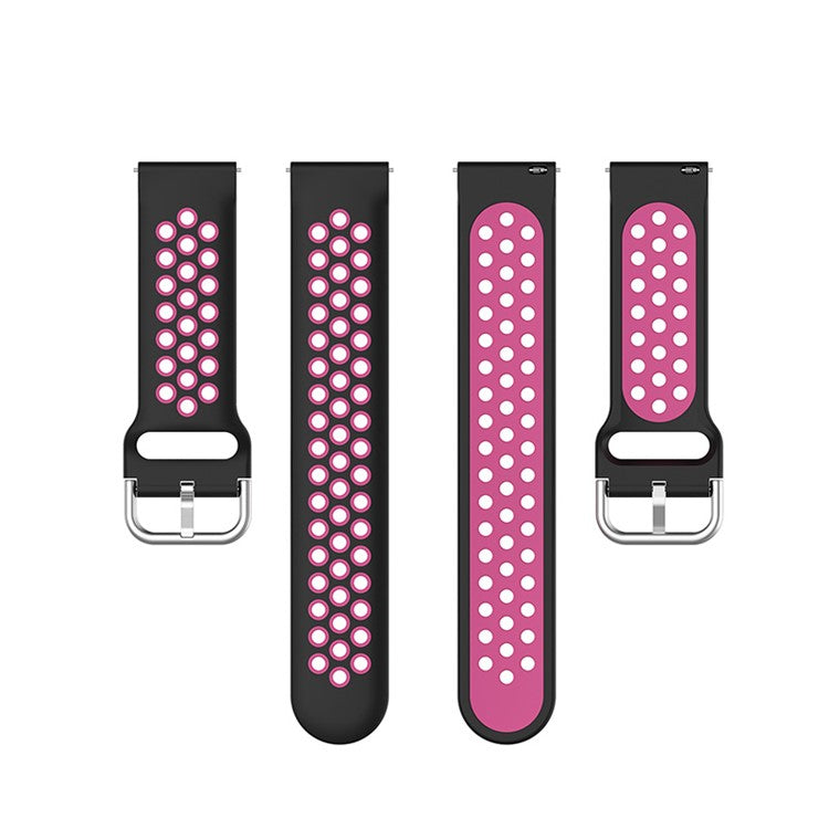 20mm Silicone Sports Watchband Wrist Strap for Samsung Galaxy Watch6 40mm 44mm / Watch6 Classic 43mm 47mm / Watch 5 40mm 44mm / 5 Pro 45mm / Watch4 40mm 44mm - Black / Rose