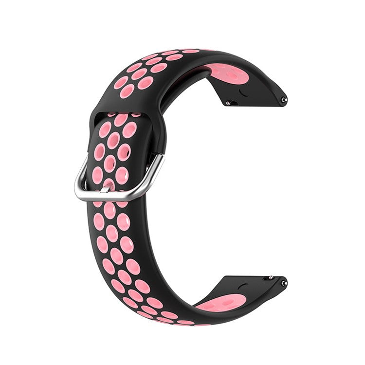 20mm Silicone Sports Watchband Wrist Strap for Samsung Galaxy Watch6 40mm 44mm / Watch6 Classic 43mm 47mm / Watch 5 40mm 44mm / 5 Pro 45mm / Watch4 40mm 44mm - Black / Pink