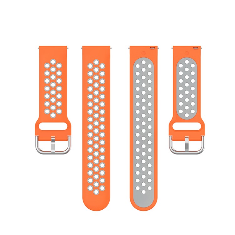 20mm Dual Color Silicone Watchband Strap for Samsung Galaxy Watch6 40mm 44mm / Watch6 Classic 43mm 47mm / Watch 5 40mm 44mm / 5 Pro 45mm / Watch4 40mm 44mm - Orange / Grey
