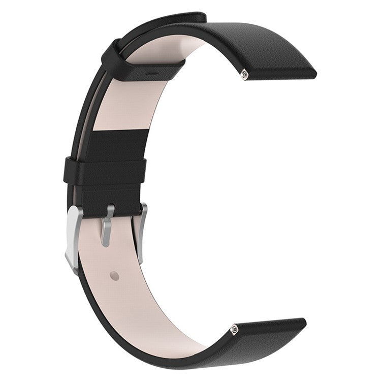 20mm Genuine Leather Smart Watch Band for Samsung Galaxy Watch6 40mm 44mm / Watch6 Classic 43mm 47mm / Watch 5 40mm 44mm / 5 Pro 45mm / Watch4 40mm 44mm - Black