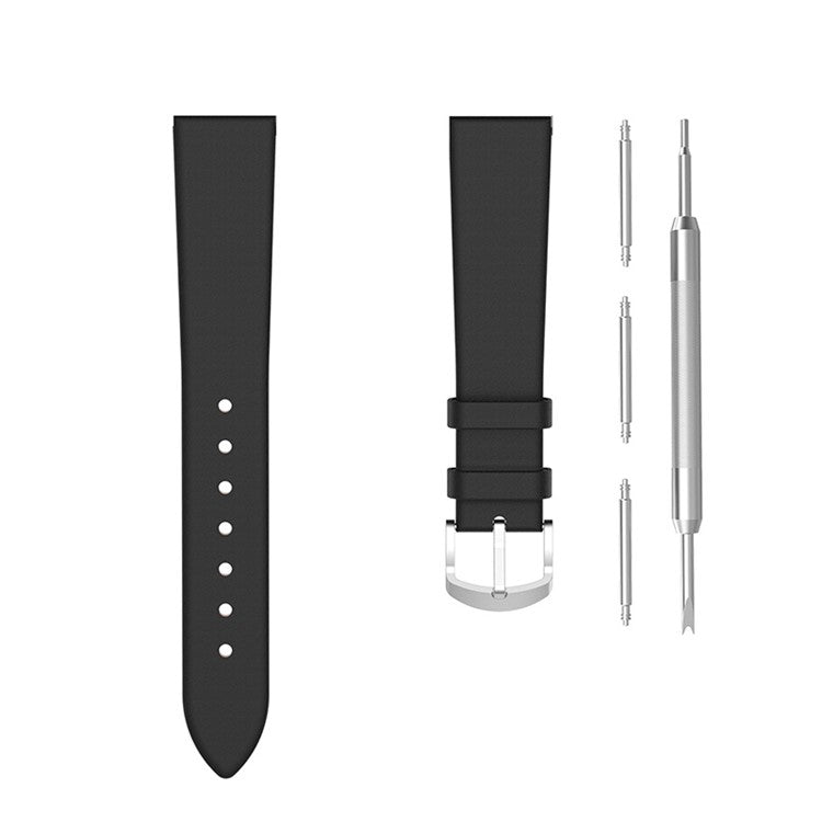20mm Genuine Leather Smart Watch Band for Samsung Galaxy Watch6 40mm 44mm / Watch6 Classic 43mm 47mm / Watch 5 40mm 44mm / 5 Pro 45mm / Watch4 40mm 44mm - Black