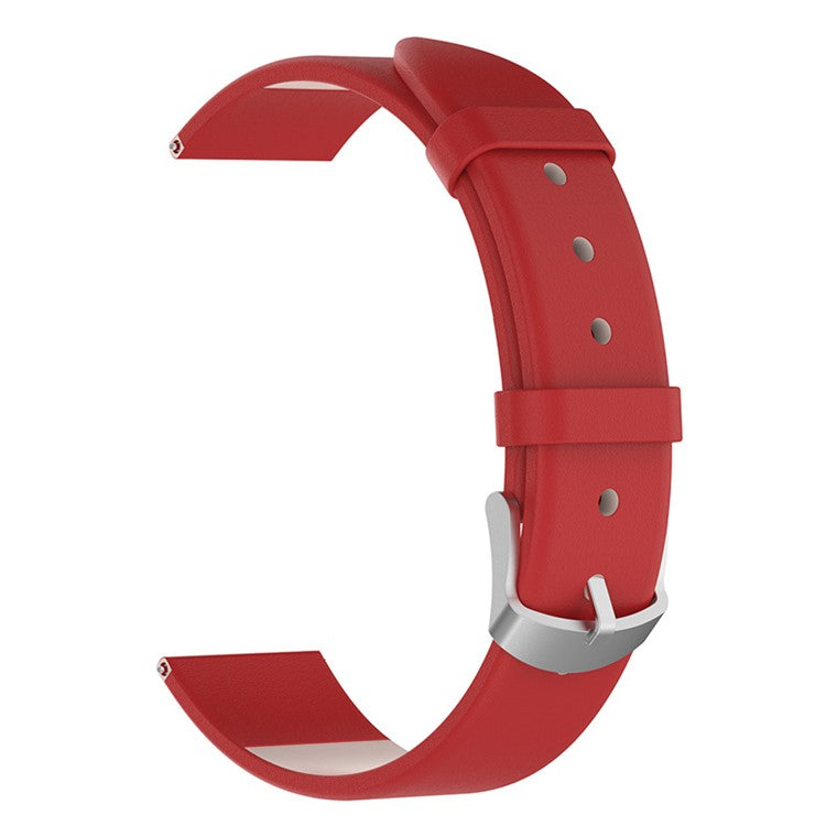 20mm Genuine Leather Smart Watch Band for Samsung Galaxy Watch6 40mm 44mm / Watch6 Classic 43mm 47mm / Watch 5 40mm 44mm / 5 Pro 45mm / Watch4 40mm 44mm - Red
