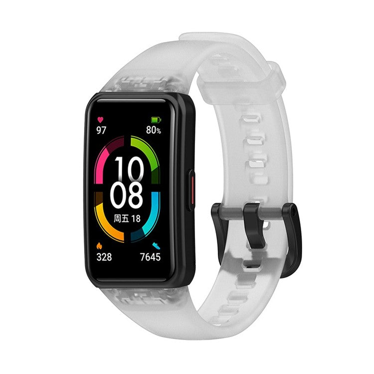 Transparent Waterproof TPU Replacement Strap Watch Bands for Huawei Band 6 / Honor Band 6 - Transparent White