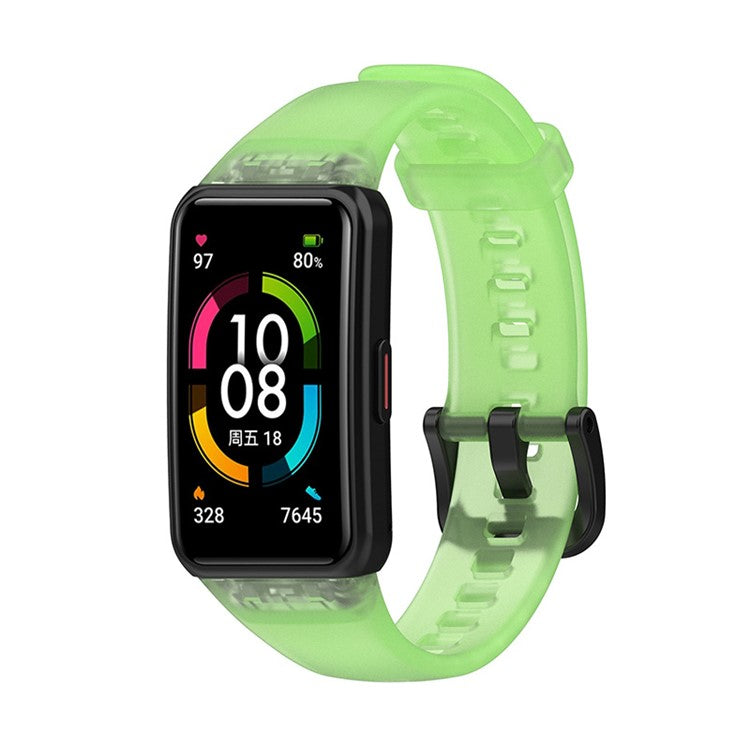 Transparent Waterproof TPU Replacement Strap Watch Bands for Huawei Band 6 / Honor Band 6 - Transparent Green