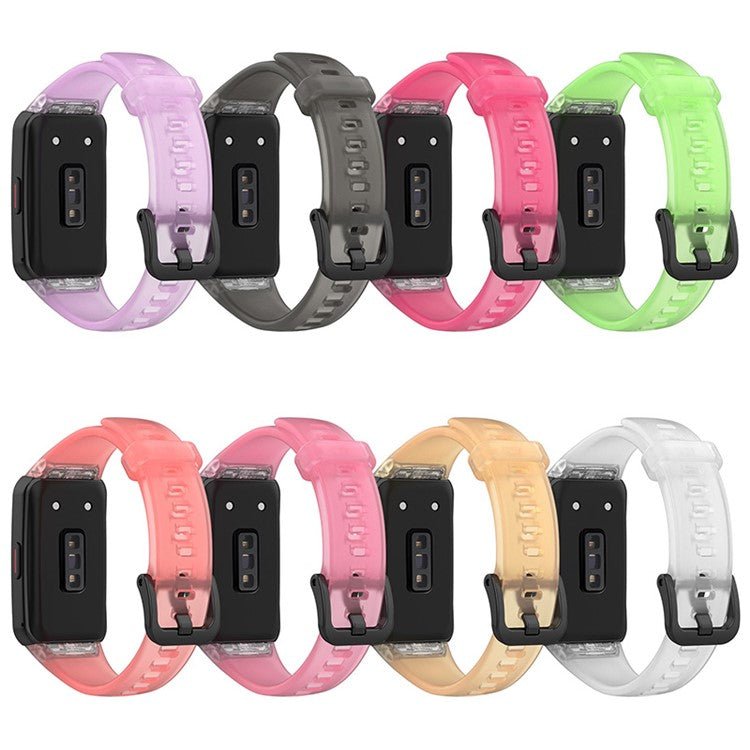 Transparent Waterproof TPU Replacement Strap Watch Bands for Huawei Band 6 / Honor Band 6 - Transparent Green