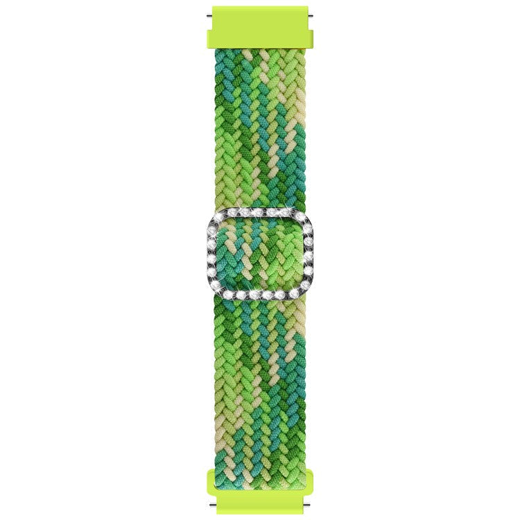 Nylon Braided Rhinestone Buckle Adjustable Watch Band Wrist Strap 20mm for Samsung Galaxy Watch Active/Galaxy Watch 42mm/Gear Sport - Lime