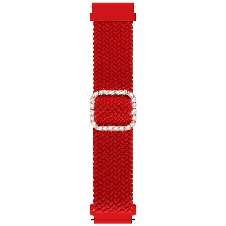 Nylon Braided Rhinestone Buckle Adjustable Watch Band Wrist Strap 20mm for Samsung Galaxy Watch Active/Galaxy Watch 42mm/Gear Sport - Red