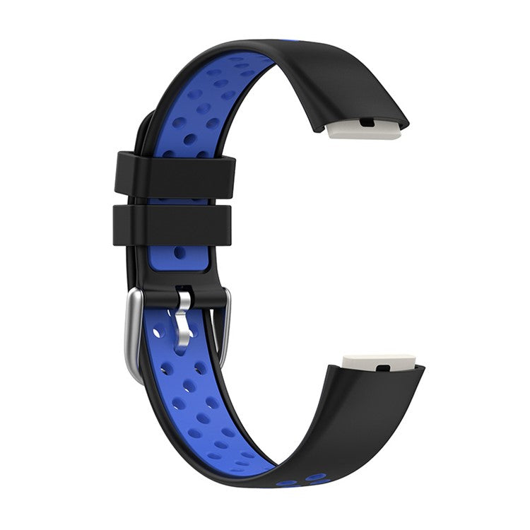 15.4mm Bi-color Silicone Replacement Wristband Breathable Soft Adjustable Waterproof Strap for Fitbit Luxe / Special Edition - Black/Blue