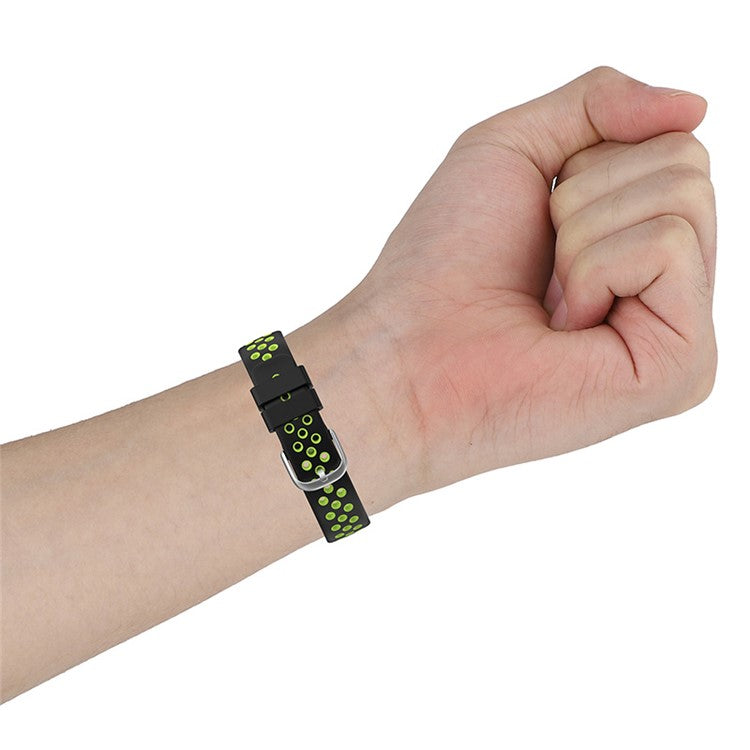 15.4mm Bi-color Silicone Replacement Wristband Breathable Soft Adjustable Waterproof Strap for Fitbit Luxe / Special Edition - Black/Blue