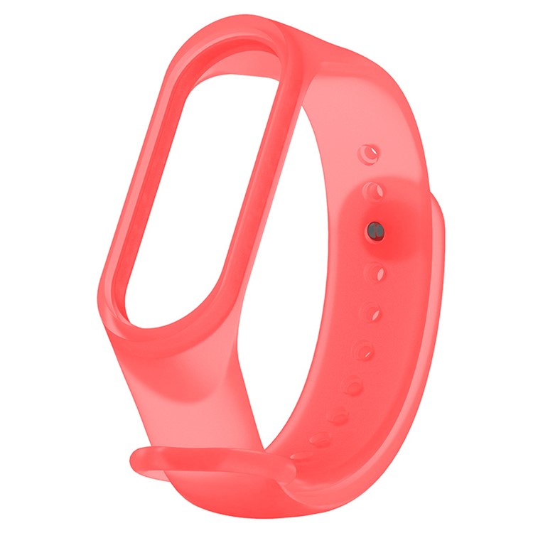 Translucent Silicone Smart Watch Strap Replacement Watchband for Xiaomi Mi Band 3/4 - Transparent Red