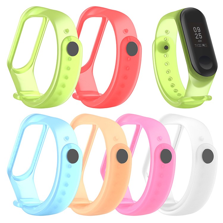 Translucent Silicone Smart Watch Strap Replacement Watchband for Xiaomi Mi Band 3/4 - Transparent Red