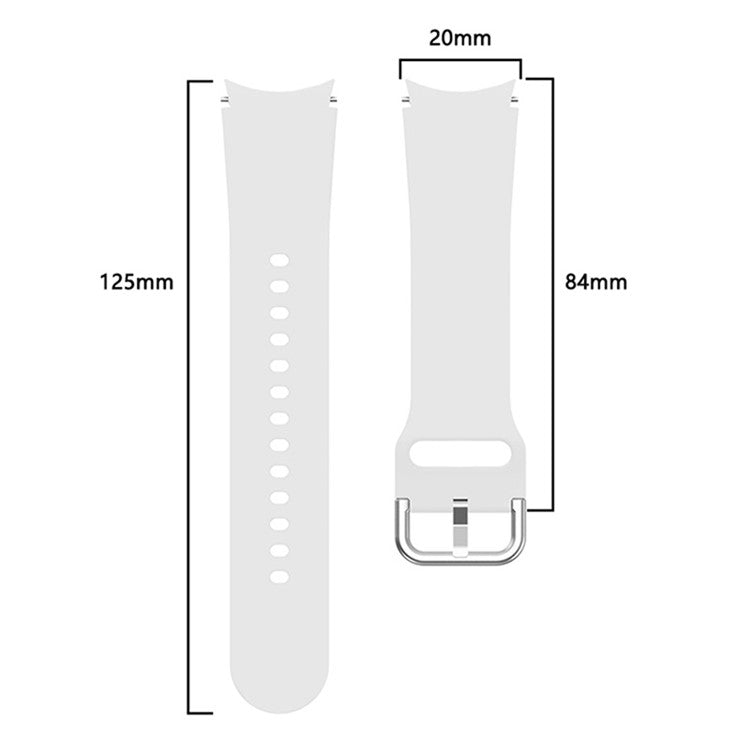 Soft Silicone Watch Strap Replacement Sport Band for Samsung Galaxy Watch6 40mm 44mm / Watch6 Classic 43mm 47mm / Watch 5 40mm 44mm / 5 Pro 45mm / Watch4 40mm 44mm - White