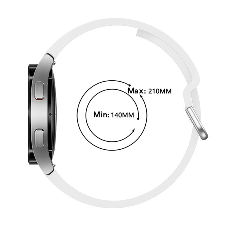 Soft Silicone Watch Strap Replacement Sport Band for Samsung Galaxy Watch6 40mm 44mm / Watch6 Classic 43mm 47mm / Watch 5 40mm 44mm / 5 Pro 45mm / Watch4 40mm 44mm - White