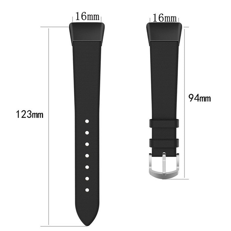 Top Layer Genuine Leather Quick Release Watch Band Strap Replacement for Huawei Band 6/Honor Band 6 - Red