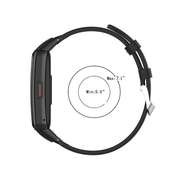 Top Layer Genuine Leather Quick Release Watch Band Strap Replacement for Huawei Band 6/Honor Band 6 - Red