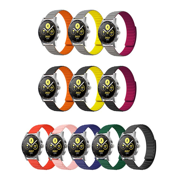 22mm Universal Flexible Silicone Magnetic Absorption Watchband Strap Replacement for Samsung Galaxy Watch3 41mm/Watch 46mm - Black