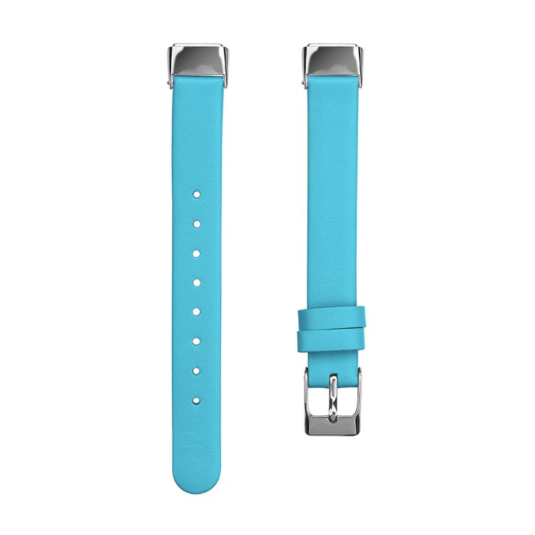 Genuine Leather Adjustable Smart Watch Band Strap, Size S (10.7+9.4cm) for Fitbit Luxe - Blue