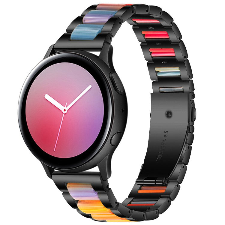 22mm Three Beads Wristband Strap Stainless Steel Fashion Sleek Resin Bracelet for Huawei Watch 3 / 3 Pro / Samsung Galaxy Watch 3 45mm / 46mm / Garmin Venu 2 - Black/Rainbow