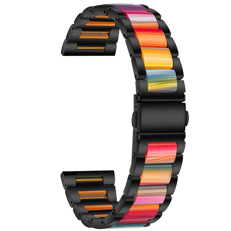 22mm Three Beads Wristband Strap Stainless Steel Fashion Sleek Resin Bracelet for Huawei Watch 3 / 3 Pro / Samsung Galaxy Watch 3 45mm / 46mm / Garmin Venu 2 - Black/Rainbow