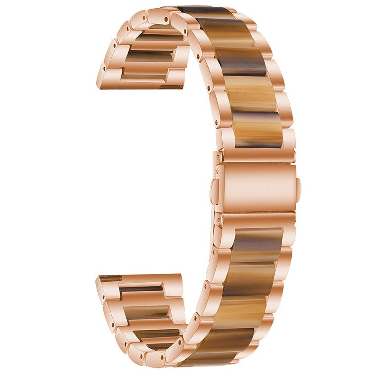 22mm Three Beads Wristband Strap Stainless Steel Fashion Sleek Resin Bracelet for Huawei Watch 3 / 3 Pro / Samsung Galaxy Watch 3 45mm / 46mm / Garmin Venu 2 - Rose Gold/Honey
