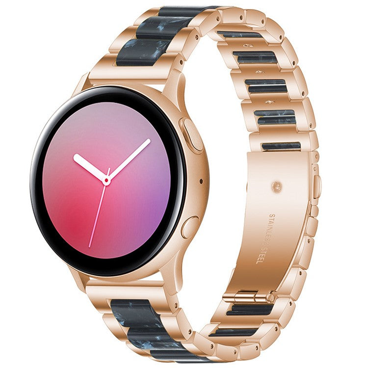 22mm Three Beads Wristband Strap Stainless Steel Fashion Sleek Resin Bracelet for Huawei Watch 3 / 3 Pro / Samsung Galaxy Watch 3 45mm / 46mm / Garmin Venu 2 - Rose Gold/Ink Wash