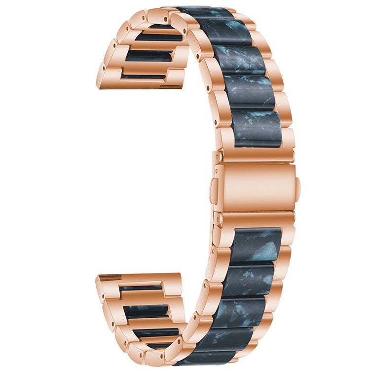 22mm Three Beads Wristband Strap Stainless Steel Fashion Sleek Resin Bracelet for Huawei Watch 3 / 3 Pro / Samsung Galaxy Watch 3 45mm / 46mm / Garmin Venu 2 - Rose Gold/Ink Wash