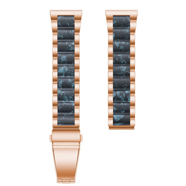 22mm Three Beads Wristband Strap Stainless Steel Fashion Sleek Resin Bracelet for Huawei Watch 3 / 3 Pro / Samsung Galaxy Watch 3 45mm / 46mm / Garmin Venu 2 - Rose Gold/Ink Wash