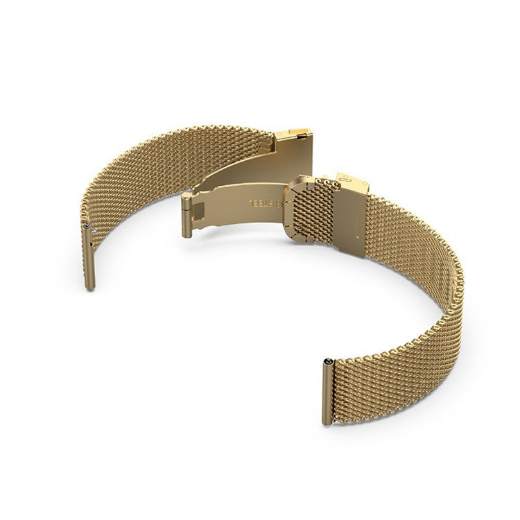Stainless Steel Butterfly Buckle Milanese Quick Release Watch Band Strap for Samsung Galaxy Watch6 40mm 44mm / Watch6 Classic 43mm 47mm / Watch 5 40mm 44mm / 5 Pro 45mm / Watch4 40mm 44mm - Champagne Gold